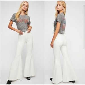 Free People White Bell Bottom Flare Jean